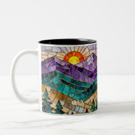 Stained Glass Mountain Sunrise Mug  Två-Tonad Mugg