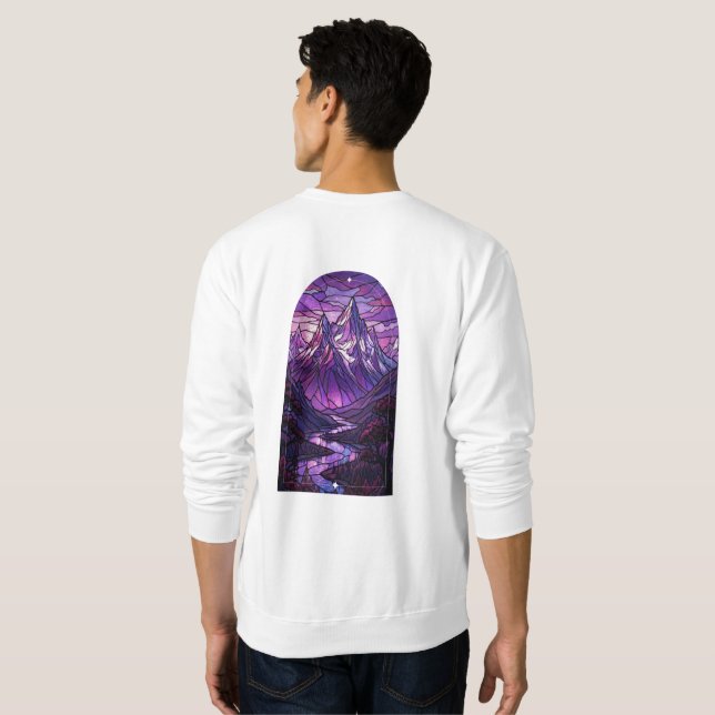 Stained Glass Mountain-sweatshirt  Lång Ärmad Tröja (Hel baksida)