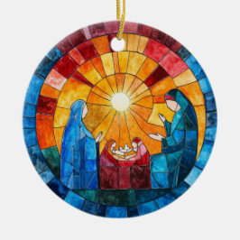 Stained Glass Nativity Scene Christmas Ornament