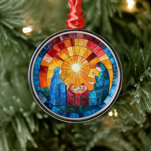 Stained Glass Nativity Scene Christmas Ornament (Träd)