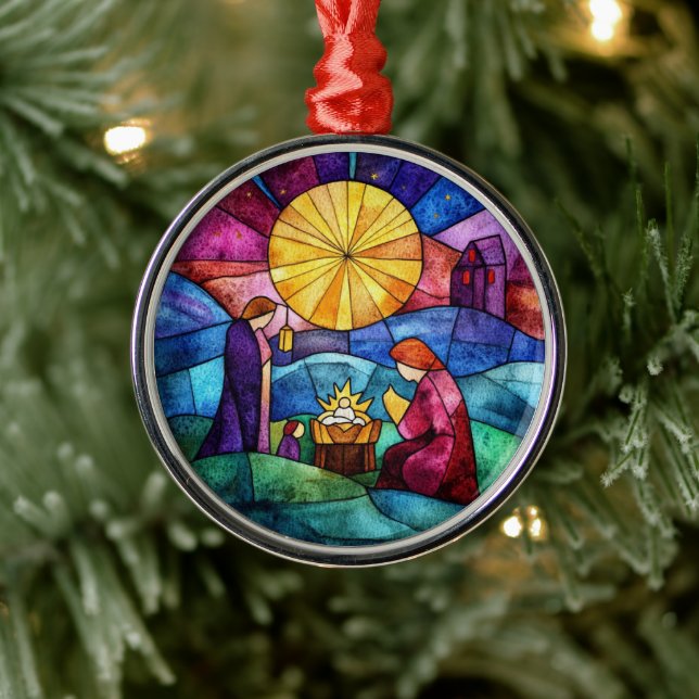 Stained Glass Nativity Scene Christmas Ornament (Träd)