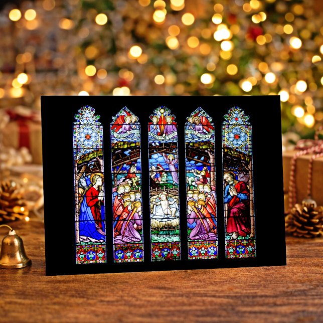 Stained Glass Nativity Scene Helgkort (Skapare uppladdad)