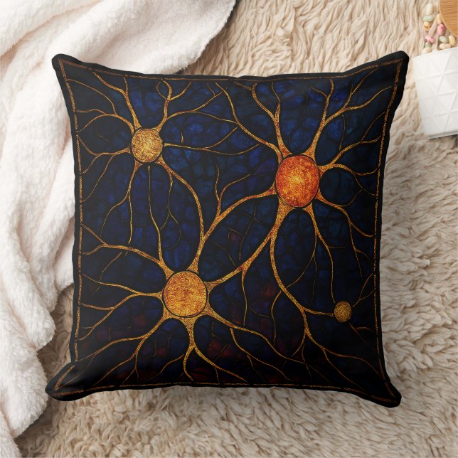 "Stained Glass Neural Network Throw Pillow" Kudde (Filt)