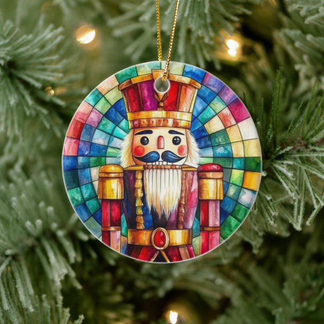 Stained Glass Nutcracker Personalized Christmas Julgransprydnad Keramik (Träd)