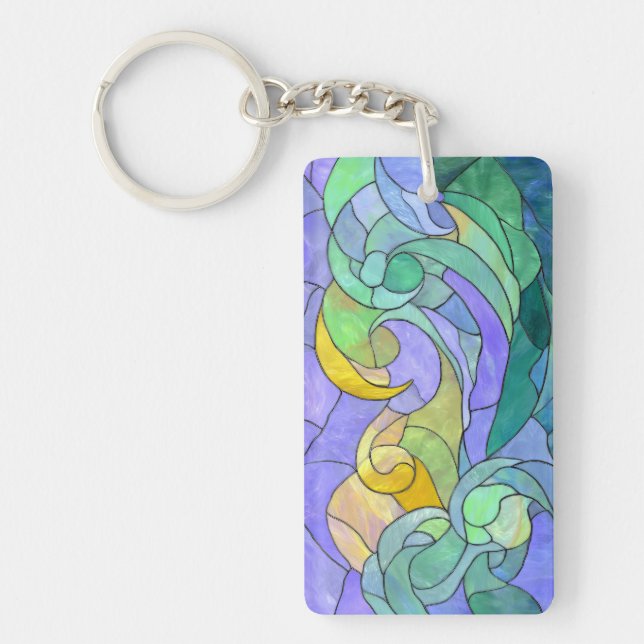 Stained Glass Ocean Waves Artistic Coastal pastel (Framsidan)