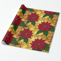 Stained Glass Poinsettia Elegant jul
