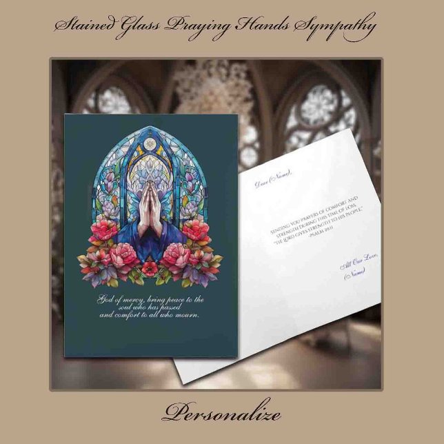 Stained Glass Praying Hands Sympathy Kort (Skapare uppladdad)