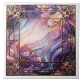Stained glass purple kakelplatta