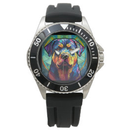 Stained Glass Rottweiler Armbandsur