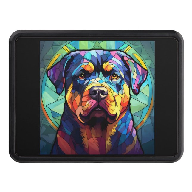 Stained Glass Rottweiler  Dragkroksskydd (Framsidan)