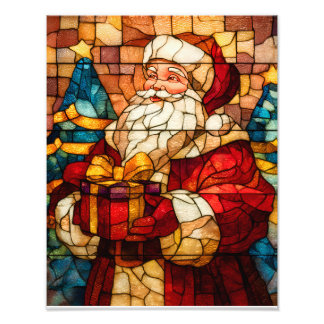 Stained Glass Santa Fototryck