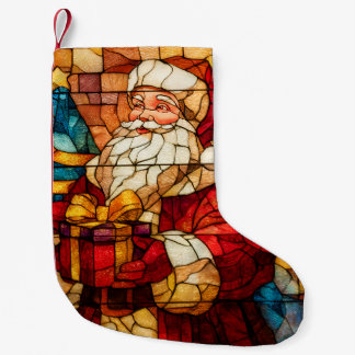 Stained Glass Santa Liten Julstrumpa