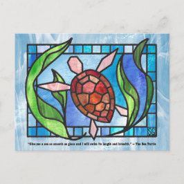 Stained Glass Sea Turtle Postcards Helg Vykort