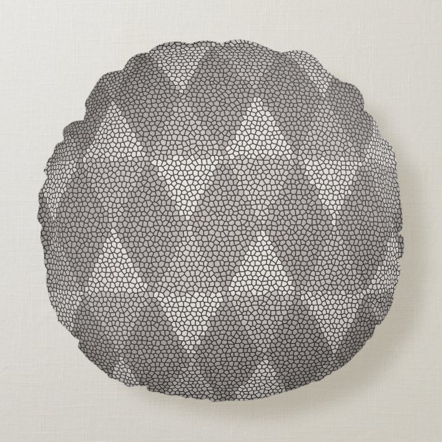 Stained Glass Silver Diamond Pattern Rund Kudde (Framsidan)