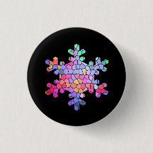 Stained Glass Snowflake Button on Black