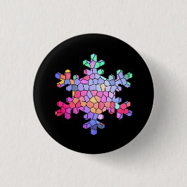 Stained Glass Snowflake Button on Black Knapp