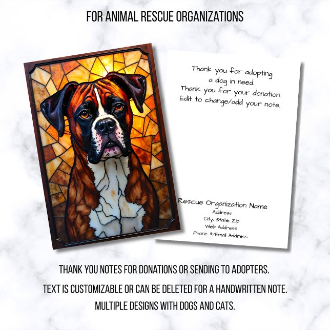 Stained Glass Style Animal Rescue Organization Tack Kort (Skapare uppladdad)