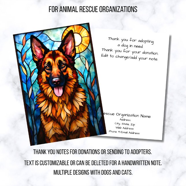 Stained Glass Style Animal Rescue Organization Tack Kort (Skapare uppladdad)