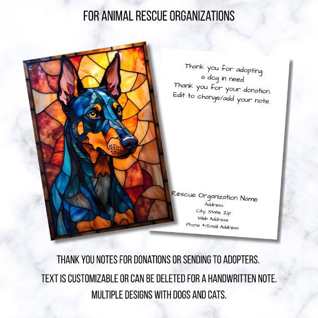 Stained Glass Style Animal Rescue Organization Tack Kort (Skapare uppladdad)