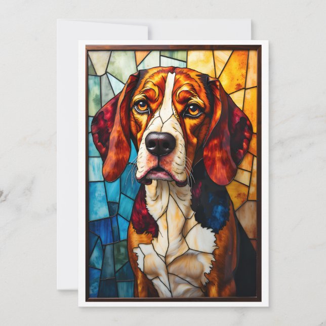 Stained Glass Style Beagle Hound Dog  Kort (Framsida)