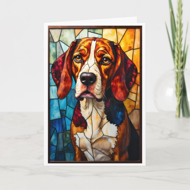 Stained Glass Style Beagle Hound Dog  Kort (Framsida)