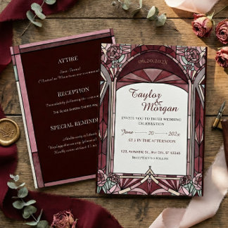 Stained-glass style Wedding Invitation Inbjudningar