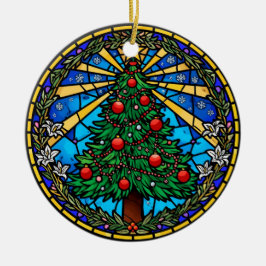 Stained Glass Tree Wreath Julgransprydnad Keramik