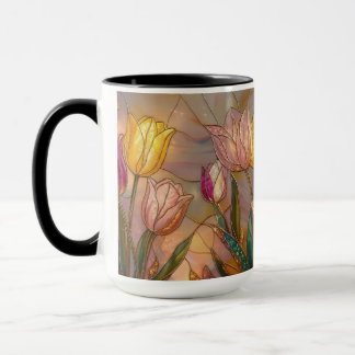 Stained Glass Tulip Mug: Floral Art Mugg