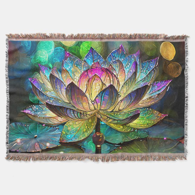 Stained Glass Vibrant Lotus Flower Filt (Framsidan)