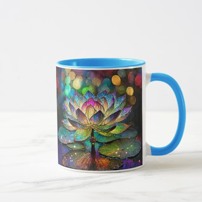 Stained Glass Vibrant Lotus Flower Mugg (Höger)