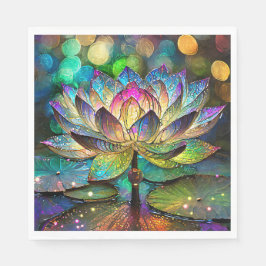 Stained Glass Vibrant Lotus Flower Pappersservett