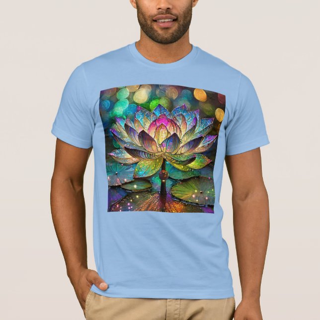 Stained Glass Vibrant Lotus Flower T Shirt (Framsida)