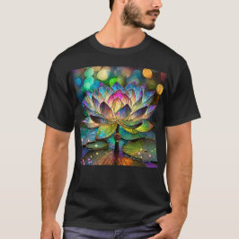 Stained Glass Vibrant Lotus Flower T Shirt