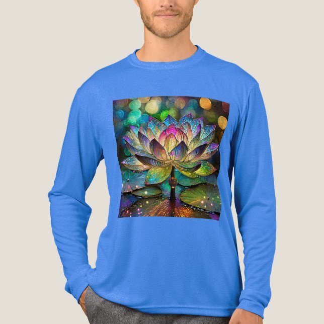 Stained Glass Vibrant Lotus Flower T Shirt (Framsida)