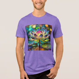 Stained Glass Vibrant Lotus Flower T Shirt