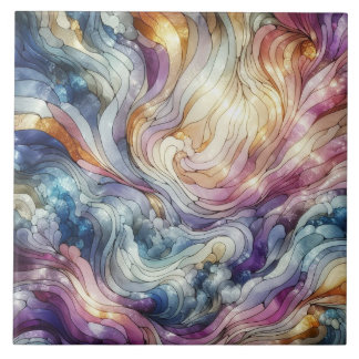 Stained glass wave kakelplatta