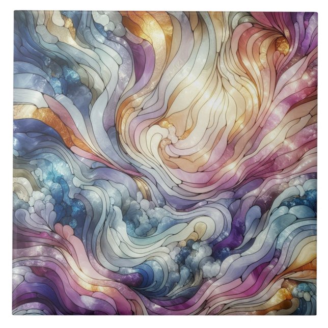 Stained glass wave kakelplatta (Framsidan)