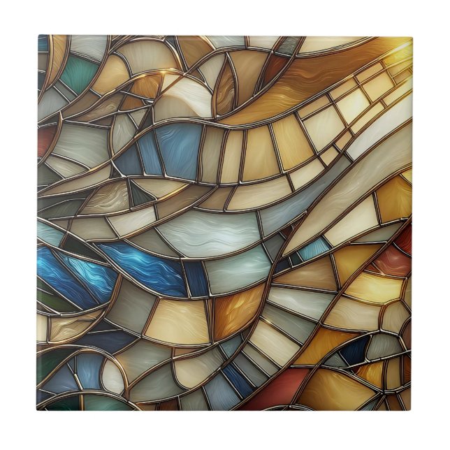 Stained Glass Waves Kakelplatta (Framsidan)