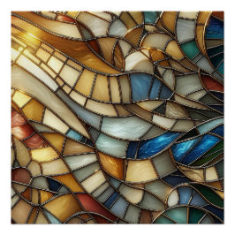 Stained Glass Waves Perfect Poster