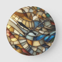 Stained Glass Waves Rund Klocka