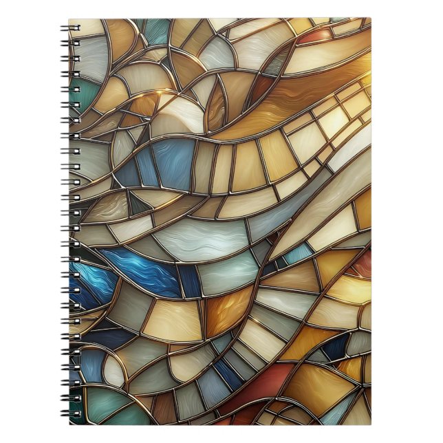 Stained Glass Waves Spiral Notebook Anteckningsbok (Framsidan)