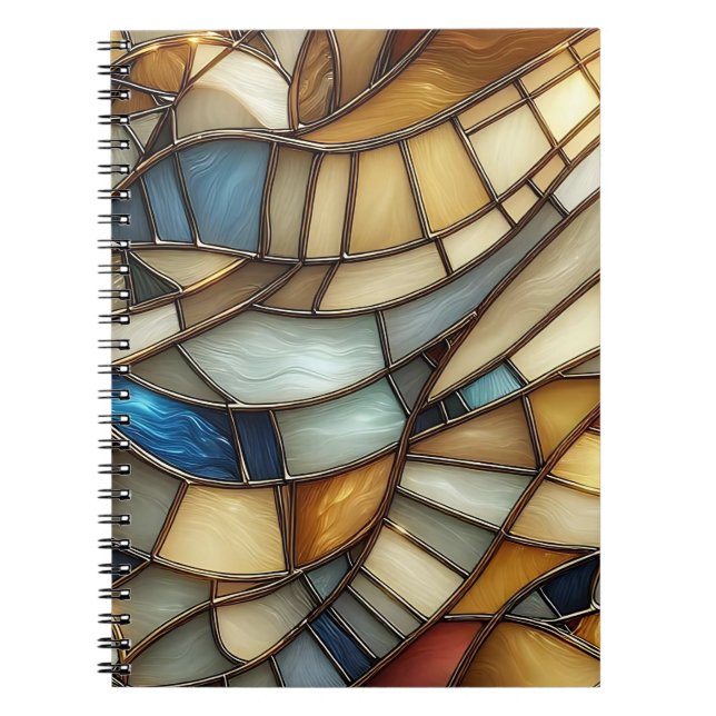 Stained Glass Waves Spiral Photo Notebook Anteckningsbok (Framsidan)