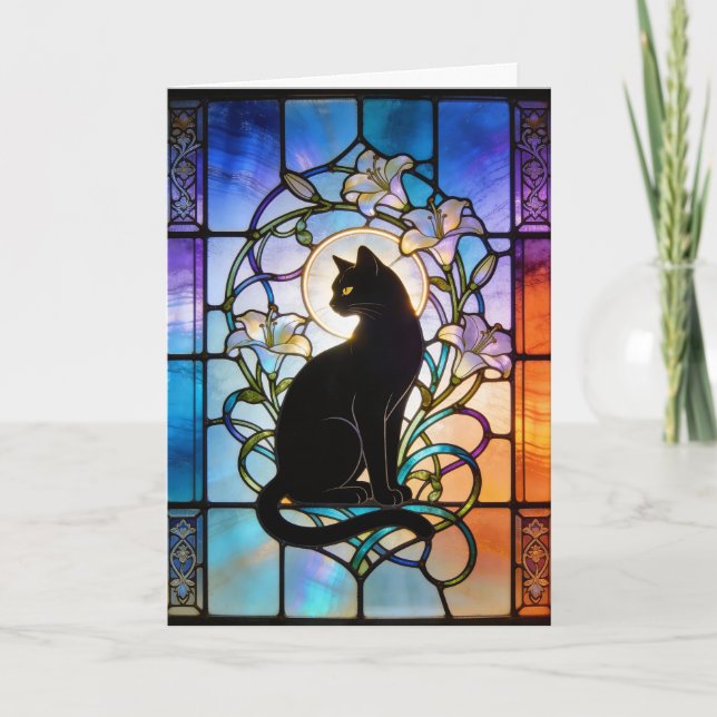 Stained Glass Window W/Cat Kort (Framsida)