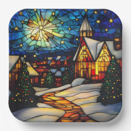 Stained Glass Winter Village