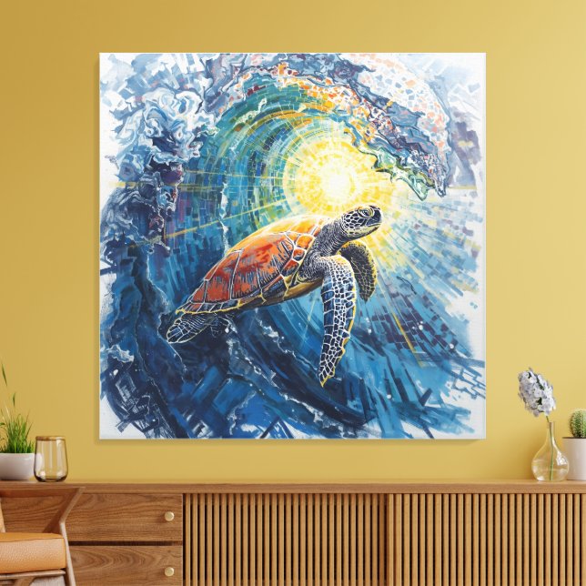 Stained Sea Turtle Canvastryck (Insitu (Vardagsrum))