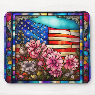 STAINERADE FLAGGA OCH BLOMMOR AV GLAS MUSMATTA