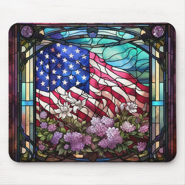 STAINERADE FLAGGA OCH BLOMMOR AV GLAS MUSMATTA (Framsidan)