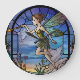 Stainglass Fairy Stor Klocka