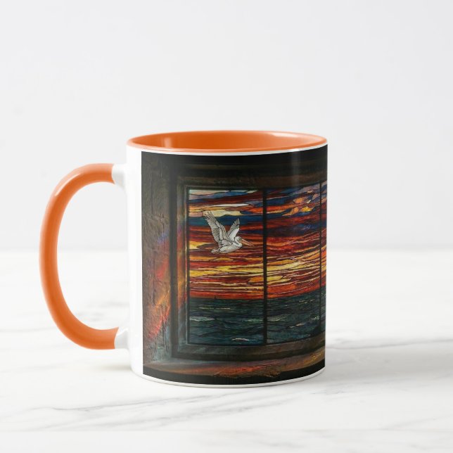 Stainglass sunset with Pelican and Sailboat Mugg (Vänster)