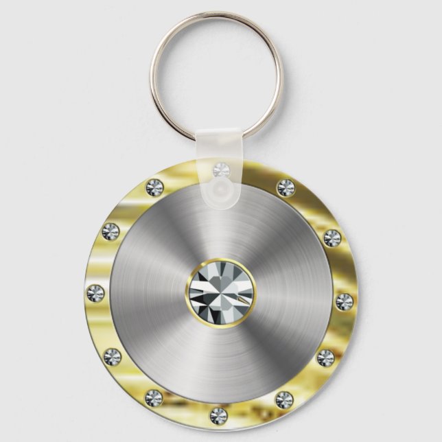 Stainless Steel, Guld och Diamonds utseende Nyckelring (Framsida)